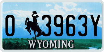 WY license plate 03963Y