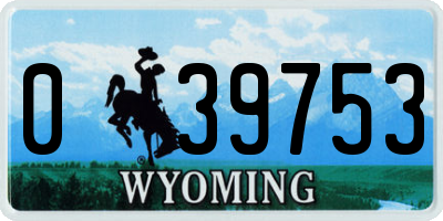WY license plate 039753