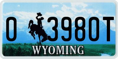WY license plate 03980T