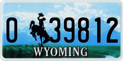 WY license plate 039812