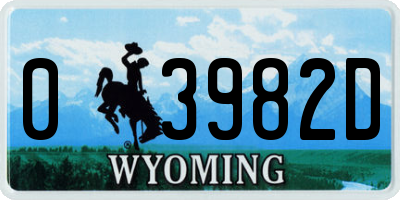 WY license plate 03982D