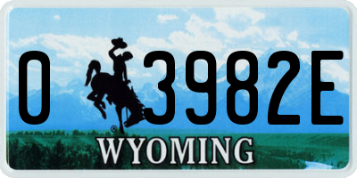 WY license plate 03982E