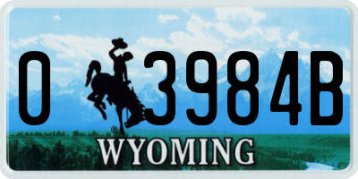 WY license plate 03984B