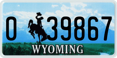 WY license plate 039867