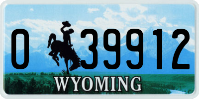 WY license plate 039912