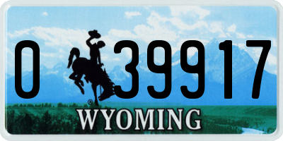 WY license plate 039917
