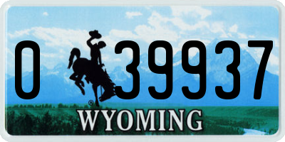 WY license plate 039937