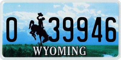 WY license plate 039946