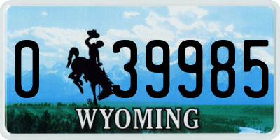 WY license plate 039985
