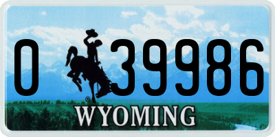 WY license plate 039986