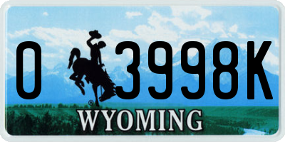 WY license plate 03998K