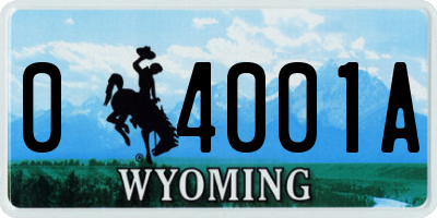 WY license plate 04001A