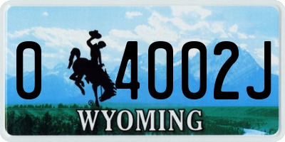 WY license plate 04002J