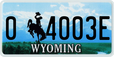 WY license plate 04003E