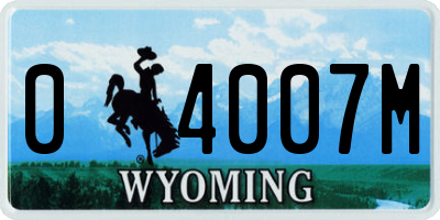 WY license plate 04007M
