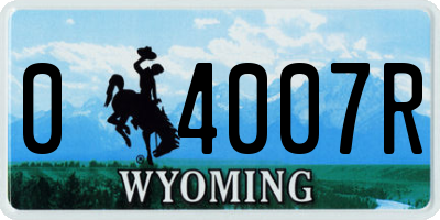 WY license plate 04007R