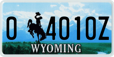 WY license plate 04010Z
