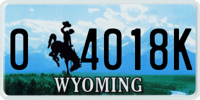 WY license plate 04018K