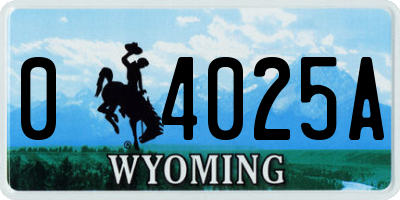 WY license plate 04025A