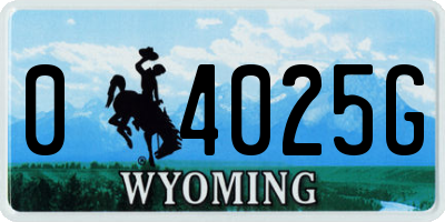 WY license plate 04025G