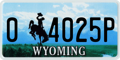WY license plate 04025P