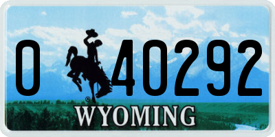 WY license plate 040292