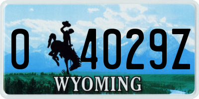 WY license plate 04029Z
