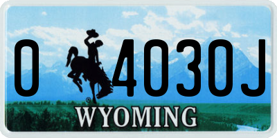 WY license plate 04030J