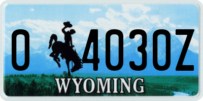 WY license plate 04030Z