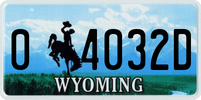 WY license plate 04032D