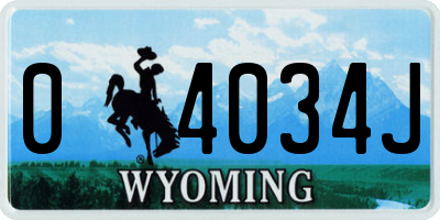 WY license plate 04034J
