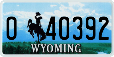 WY license plate 040392