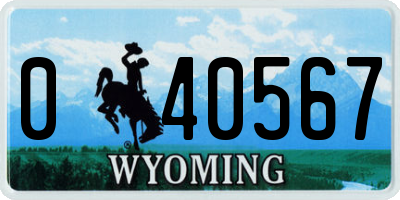 WY license plate 040567