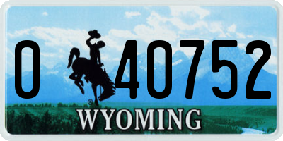 WY license plate 040752