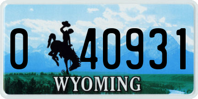 WY license plate 040931