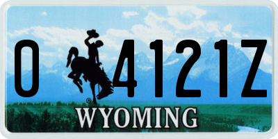 WY license plate 04121Z