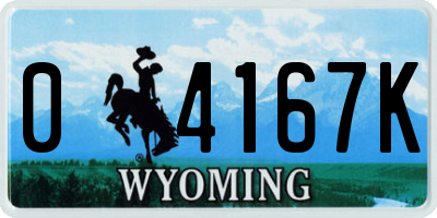 WY license plate 04167K
