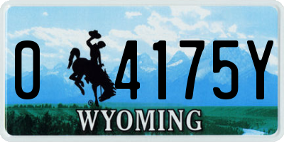 WY license plate 04175Y