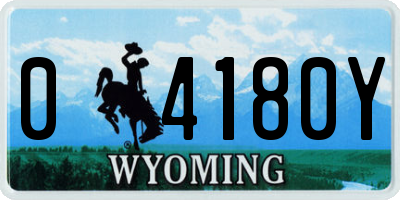 WY license plate 04180Y