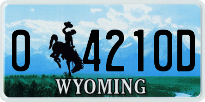 WY license plate 04210D