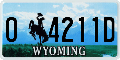 WY license plate 04211D