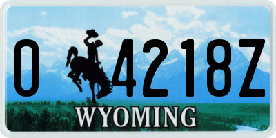 WY license plate 04218Z