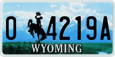 WY license plate 04219A