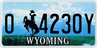 WY license plate 04230Y