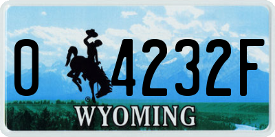 WY license plate 04232F