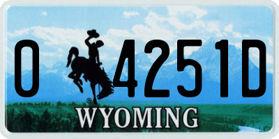WY license plate 04251D