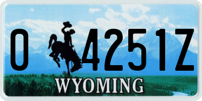WY license plate 04251Z