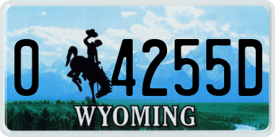 WY license plate 04255D