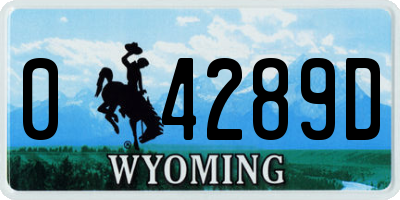 WY license plate 04289D