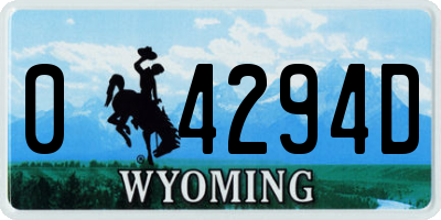 WY license plate 04294D